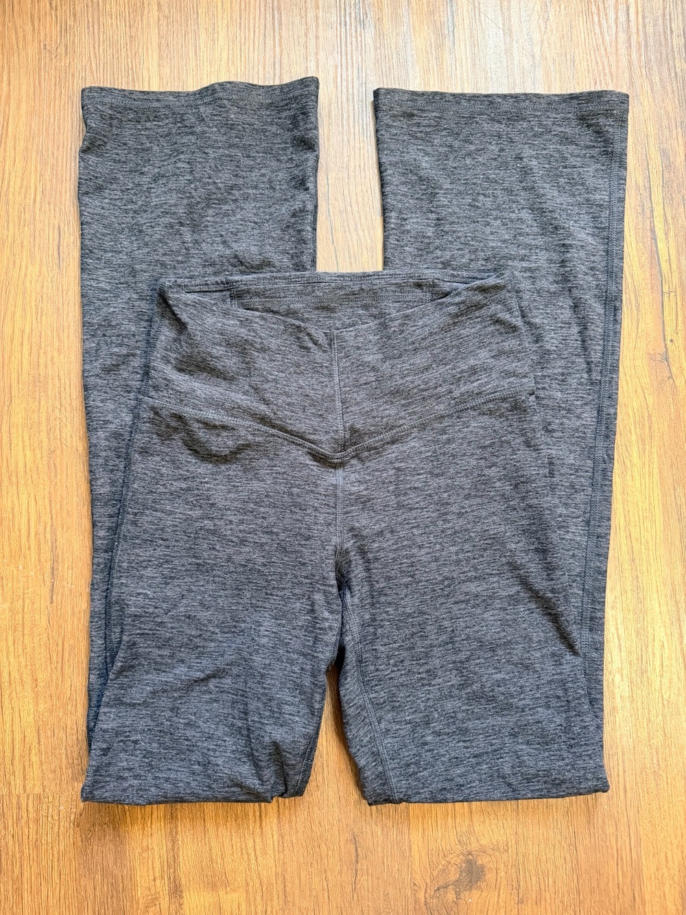 Fabletics Heathered Gray High-Waist Flair Leg Yoga Pants